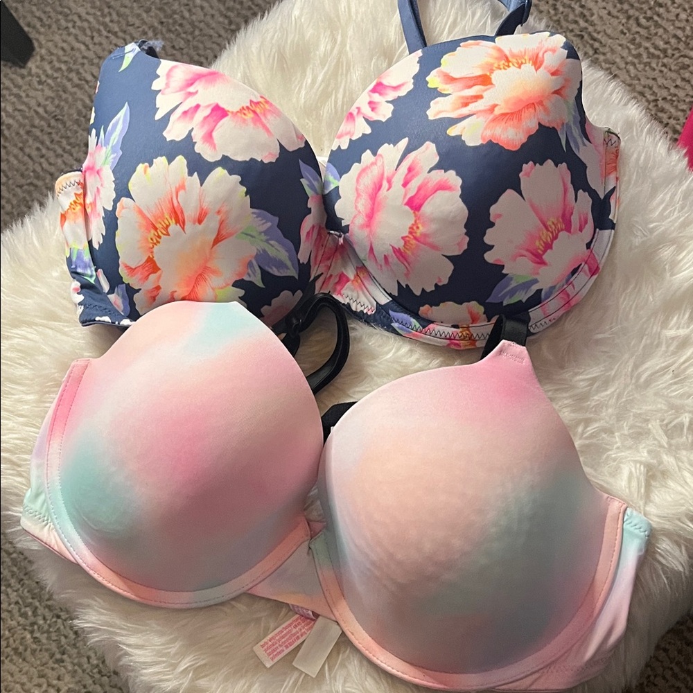 PINK Victoria's Secret Floral and Pastel Bra Set
